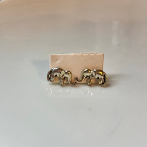 Gold Elephant Stud Earrings